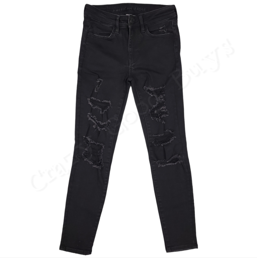 American Eagle Hi-Rise Black Jegging Jeans, Next Level Stretch Denim, Sz 0-Short